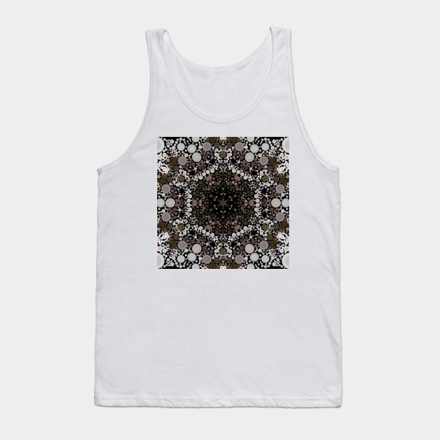 Dot Mandala Flower Brown and White Tank Top by WormholeOrbital